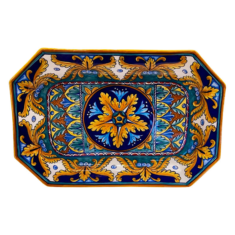 Collectible Majolica Octagonal Tray B5, Large Size, ceramics, pottery, italian design, majolica, handmade, handcrafted, handpainted, home decor, kitchen art, home goods, deruta, majolica, Artisan, treasures, traditional art, modern art, gift ideas, style, SF, shop small business, artists, shop online, landmark store, legacy, one of a kind, limited edition, gift guide, gift shop, retail shop, decorations, shopping, italy, home staging, home decorating, home interiors