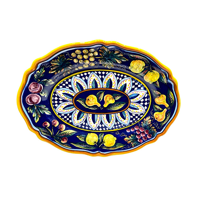 Collectible Majolica Platter, Pattern B-57, ceramics, pottery, italian design, majolica, handmade, handcrafted, handpainted, home decor, kitchen art, home goods, deruta, majolica, Artisan, treasures, traditional art, modern art, gift ideas, style, SF, shop small business, artists, shop online, landmark store, legacy, one of a kind, limited edition, gift guide, gift shop, retail shop, decorations, shopping, italy, home staging, home decorating, home interiors