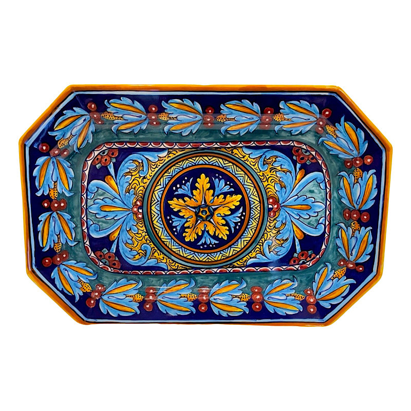 Collectible Majolica Octagonal Tray B39, Large Size, ceramics, pottery, italian design, majolica, handmade, handcrafted, handpainted, home decor, kitchen art, home goods, deruta, majolica, Artisan, treasures, traditional art, modern art, gift ideas, style, SF, shop small business, artists, shop online, landmark store, legacy, one of a kind, limited edition, gift guide, gift shop, retail shop, decorations, shopping, italy, home staging, home decorating, home interiors