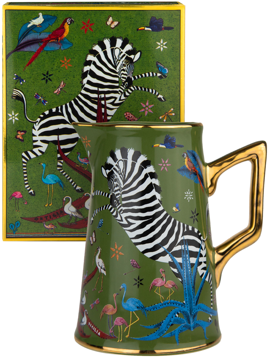 Italian Ceramic Jug – Ortigia Green Zebra