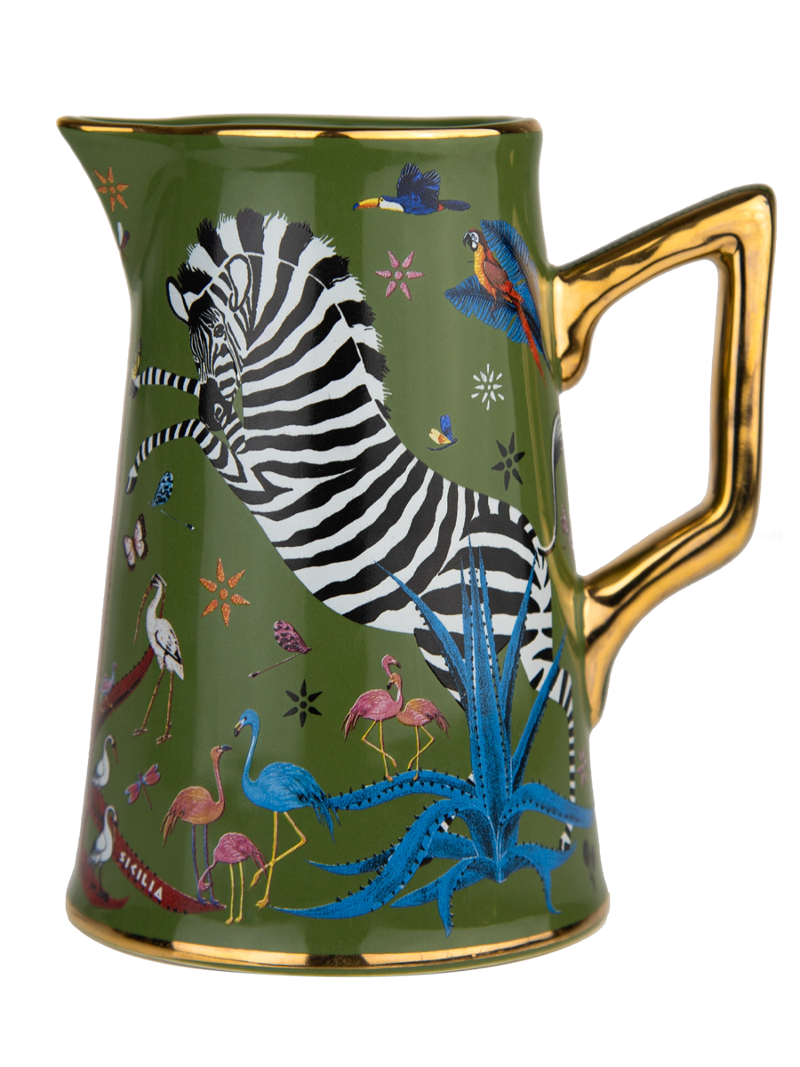 Italian Ceramic Jug – Ortigia Green Zebra