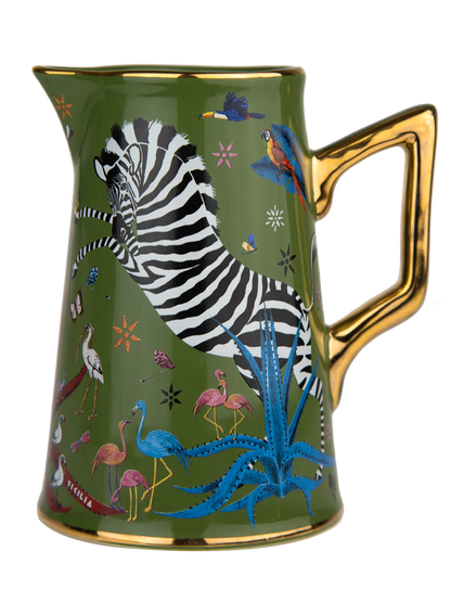 Italian Ceramic Jug – Ortigia Green Zebra