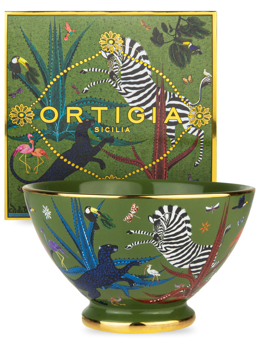 Italian Ceramic Bowl – Ortigia Green Zebra