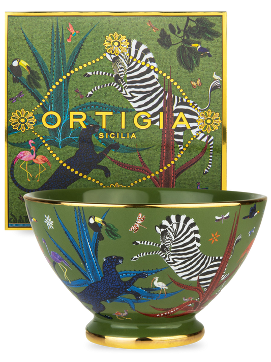 Italian Ceramic Bowl – Ortigia Green Zebra
