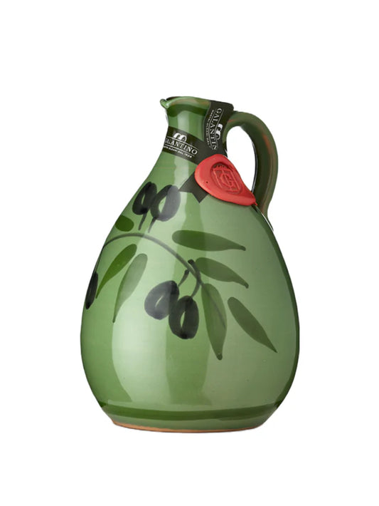 Hand-painted Galantino Extra Virgin Olive Oil Ceramic Jar - Green Grapes