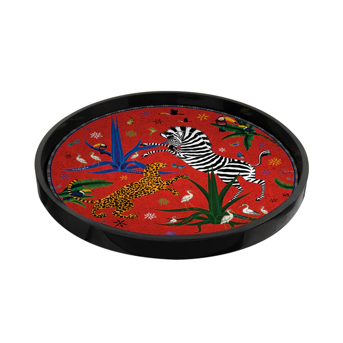 Ortigia Sicilia Red Jungle Tray - 16" x 16"