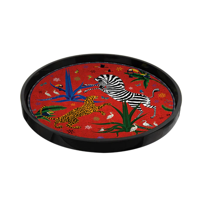 Ortigia Sicilia Red Jungle Tray - 16" x 16"
