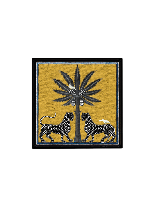Ortigia Sicilia Tray: Panthers, 10x10 - yellow