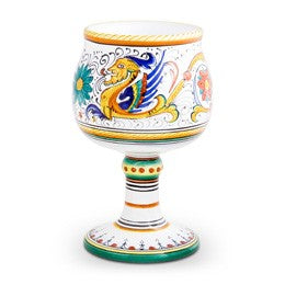 Raffaellesco Wine Goblet, ceramics, pottery, italian design, majolica, handmade, handcrafted, handpainted, home decor, kitchen art, home goods, deruta, majolica, Artisan, treasures, traditional art, modern art, gift ideas, style, SF, shop small business, artists, shop online, landmark store, legacy, one of a kind, limited edition, gift guide, gift shop, retail shop, decorations, shopping, italy, home staging, home decorating, home interiors