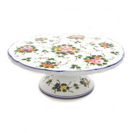 Rosa Cake Plate with Pedestal, ceramics, pottery, italian design, majolica, handmade, handcrafted, handpainted, home decor, kitchen art, home goods, deruta, majolica, Artisan, treasures, traditional art, modern art, gift ideas, style, SF, shop small business, artists, shop online, landmark store, legacy, one of a kind, limited edition, gift guide, gift shop, retail shop, decorations, shopping, italy, home staging, home decorating, home interiors