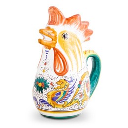 Raffaellesco Rooster Pitcher, 1 Qt., ceramics, pottery, italian design, majolica, handmade, handcrafted, handpainted, home decor, kitchen art, home goods, deruta, majolica, Artisan, treasures, traditional art, modern art, gift ideas, style, SF, shop small business, artists, shop online, landmark store, legacy, one of a kind, limited edition, gift guide, gift shop, retail shop, decorations, shopping, italy, home staging, home decorating, home interiors