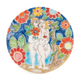 Susanna De Simone Adam & Eve Wall Plate, ceramics, pottery, italian design, majolica, handmade, handcrafted, handpainted, home decor, kitchen art, home goods, deruta, majolica, Artisan, treasures, traditional art, modern art, gift ideas, style, SF, shop small business, artists, shop online, landmark store, legacy, one of a kind, limited edition, gift guide, gift shop, retail shop, decorations, shopping, italy, home staging, home decorating, home interiors