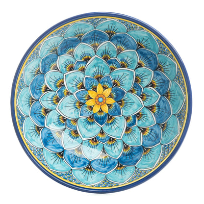 Geribi Salad Bowl (PG09) Blue Peacock Design, ceramics, pottery, italian design, majolica, handmade, handcrafted, handpainted, home decor, kitchen art, home goods, deruta, majolica, Artisan, treasures, traditional art, modern art, gift ideas, style, SF, shop small business, artists, shop online, landmark store, legacy, one of a kind, limited edition, gift guide, gift shop, retail shop, decorations, shopping, italy, home staging, home decorating, home interiors