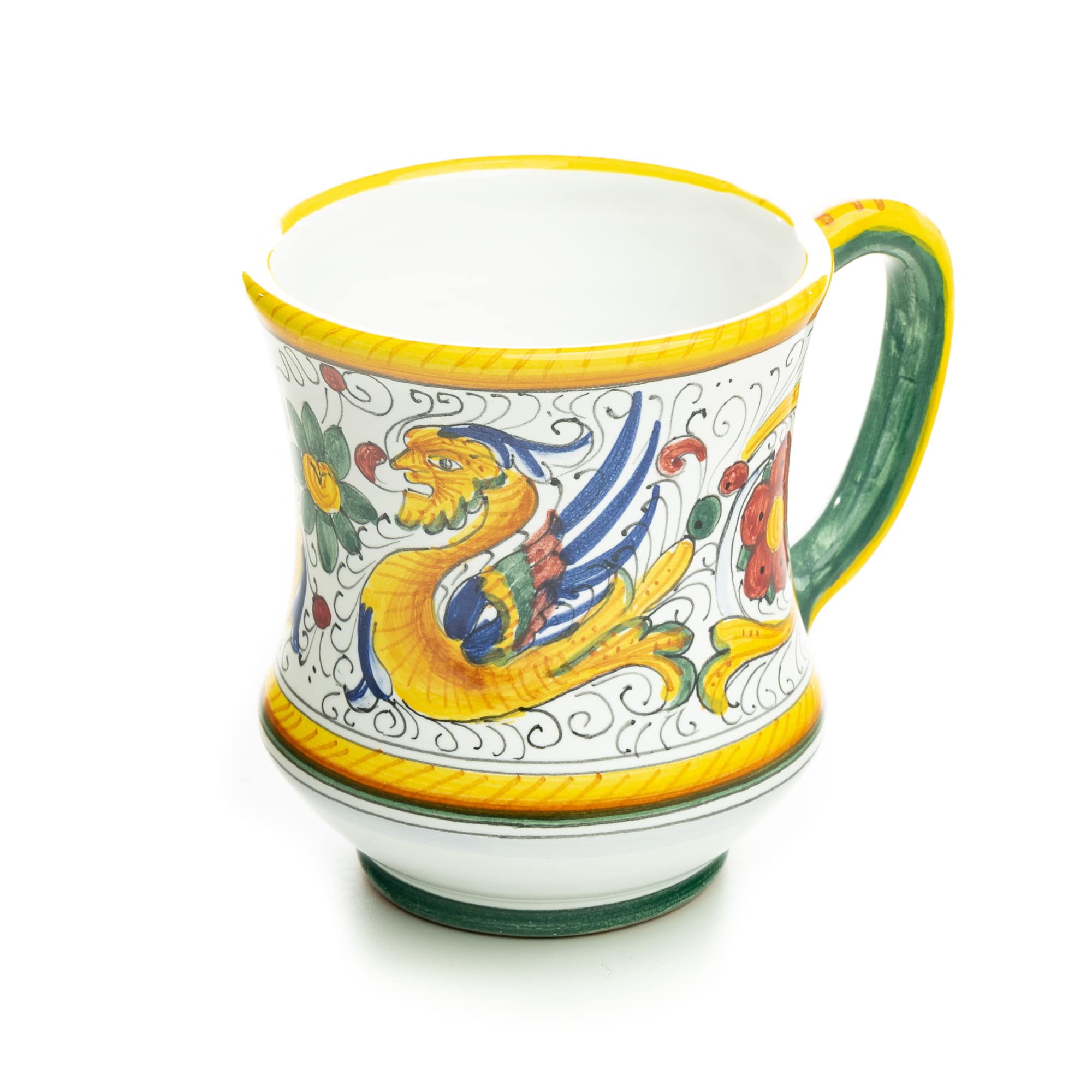 Raffaellesco Curved Mug, ceramics, pottery, italian design, majolica, handmade, handcrafted, handpainted, home decor, kitchen art, home goods, deruta, majolica, Artisan, treasures, traditional art, modern art, gift ideas, style, SF, shop small business, artists, shop online, landmark store, legacy, one of a kind, limited edition, gift guide, gift shop, retail shop, decorations, shopping, italy, home staging, home decorating, home interiors