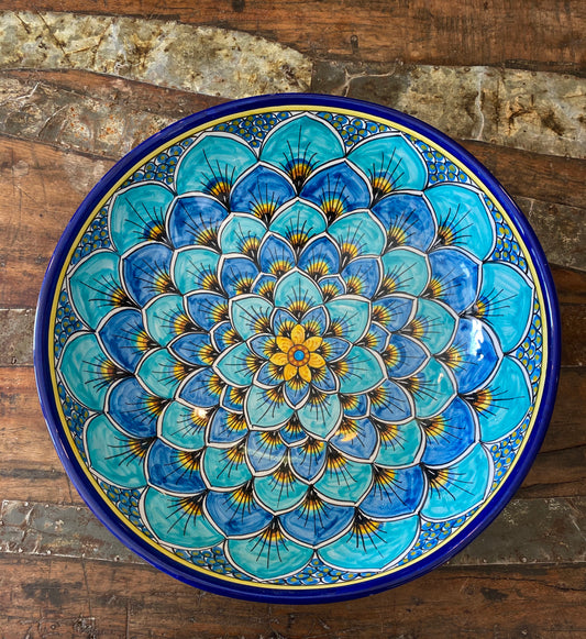 Geribi Salad Bowl (PG09) Blue Peacock Design, ceramics, pottery, italian design, majolica, handmade, handcrafted, handpainted, home decor, kitchen art, home goods, deruta, majolica, Artisan, treasures, traditional art, modern art, gift ideas, style, SF, shop small business, artists, shop online, landmark store, legacy, one of a kind, limited edition, gift guide, gift shop, retail shop, decorations, shopping, italy, home staging, home decorating, home interiors