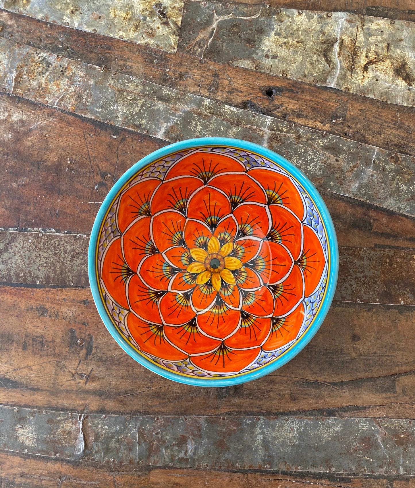 Geribi Cereal Bowl (PG11) Burnt Orange Peacock Design, ceramics, pottery, italian design, majolica, handmade, handcrafted, handpainted, home decor, kitchen art, home goods, deruta, majolica, Artisan, treasures, traditional art, modern art, gift ideas, style, SF, shop small business, artists, shop online, landmark store, legacy, one of a kind, limited edition, gift guide, gift shop, retail shop, decorations, shopping, italy, home staging, home decorating, home interiors