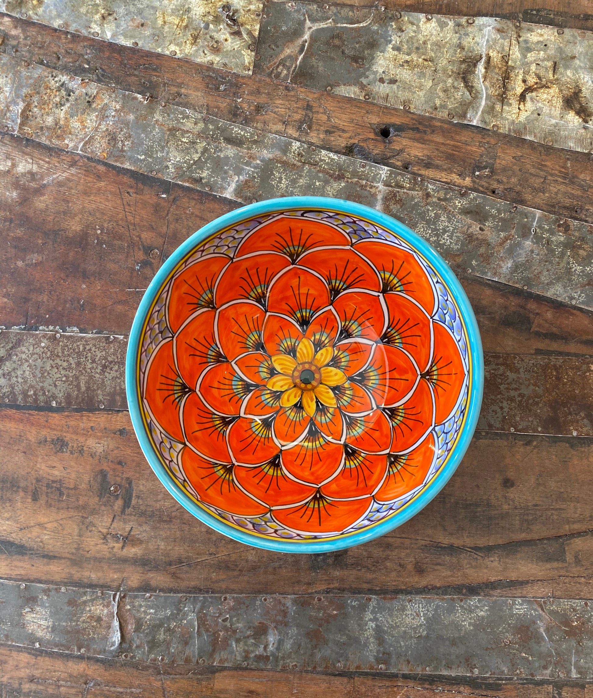 Geribi Cereal Bowl (PG11) Burnt Orange Peacock Design, ceramics, pottery, italian design, majolica, handmade, handcrafted, handpainted, home decor, kitchen art, home goods, deruta, majolica, Artisan, treasures, traditional art, modern art, gift ideas, style, SF, shop small business, artists, shop online, landmark store, legacy, one of a kind, limited edition, gift guide, gift shop, retail shop, decorations, shopping, italy, home staging, home decorating, home interiors