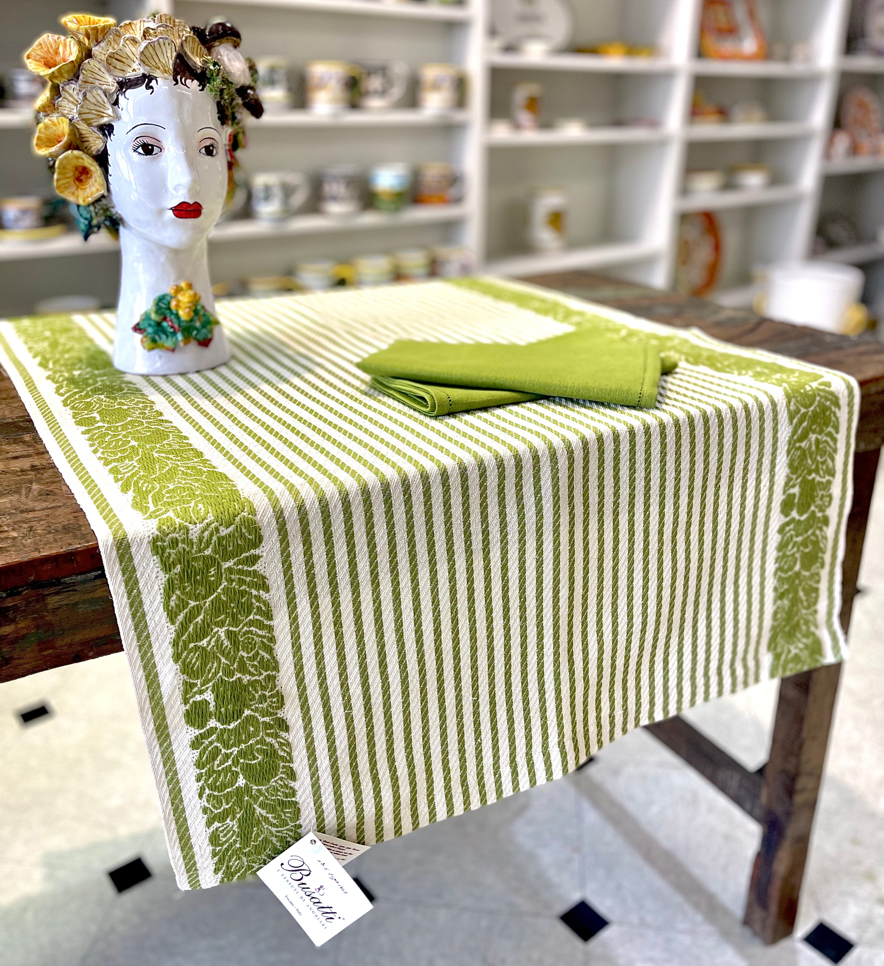 Buy Busatti Kitchen Towel Thick Stripe Design - Green & White at Biordi Art  Imports