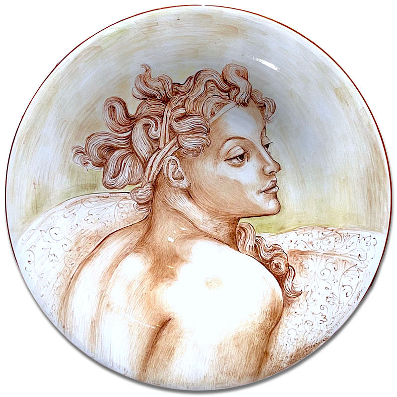 Renaissance Leonardo Wall Plate, Francesca Niccacci, ceramics, pottery, italian design, majolica, handmade, handcrafted, handpainted, home decor, kitchen art, home goods, deruta, majolica, Artisan, treasures, traditional art, modern art, gift ideas, style, SF, shop small business, artists, shop online, landmark store, legacy, one of a kind, limited edition, gift guide, gift shop, retail shop, decorations, shopping, italy, home staging, home decorating, home interiors