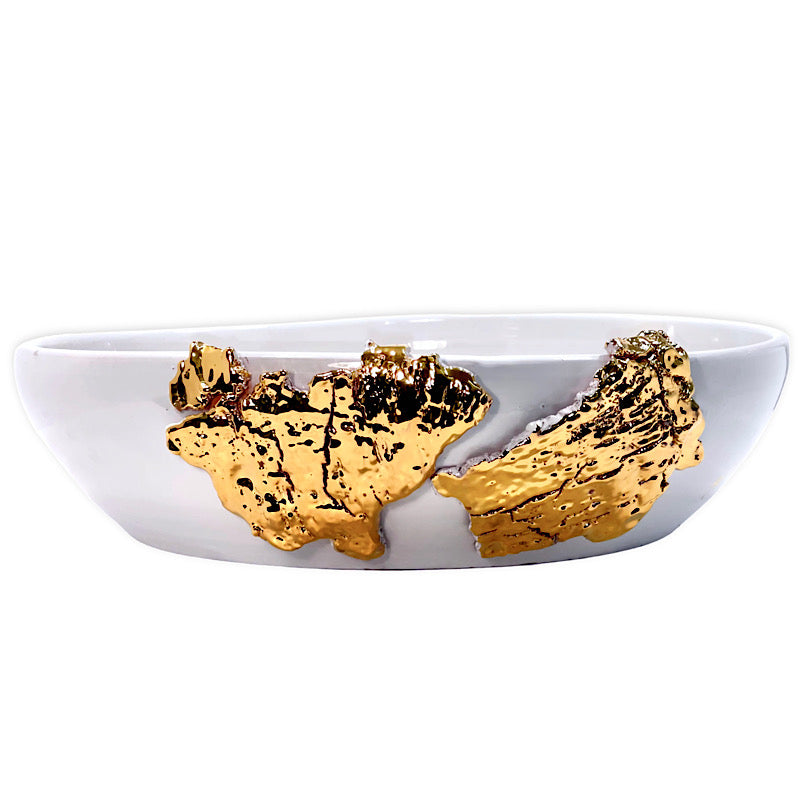 Doriana Usai 24 Karat Gold Cork Effect Bowl - Large, ceramics, pottery, italian design, majolica, handmade, handcrafted, handpainted, home decor, kitchen art, home goods, deruta, majolica, Artisan, treasures, traditional art, modern art, gift ideas, style, SF, shop small business, artists, shop online, landmark store, legacy, one of a kind, limited edition, gift guide, gift shop, retail shop, decorations, shopping, italy, home staging, home decorating, home interiors