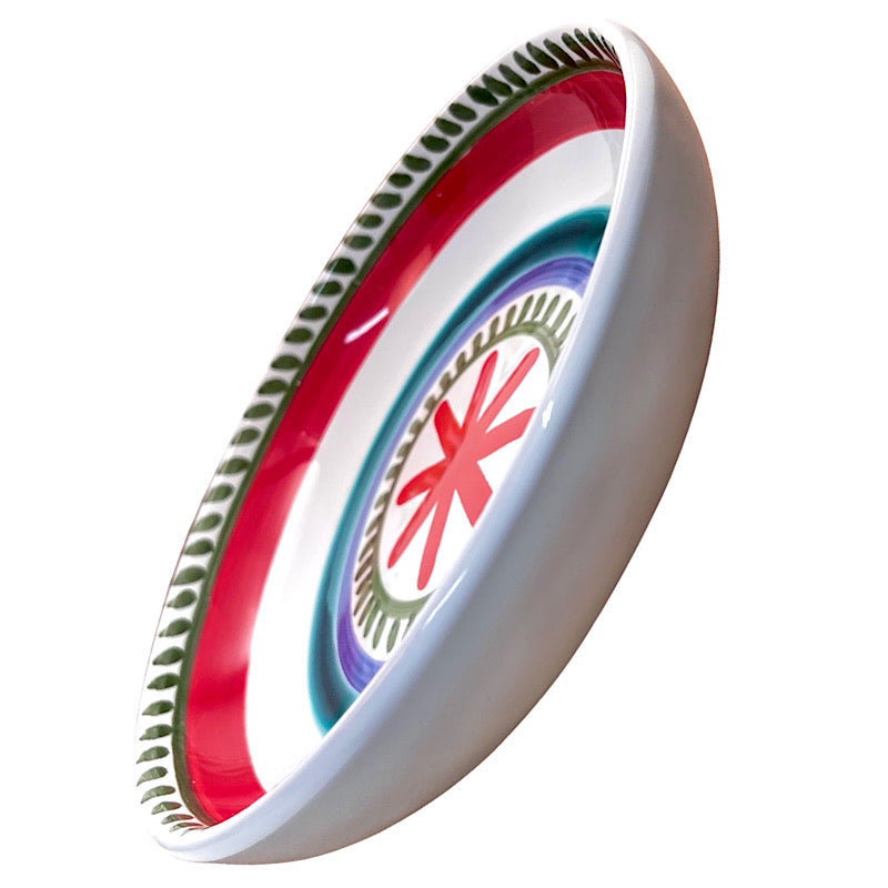 Green & Red Rings Pasta Bowl, ceramics, pottery, italian design, majolica, handmade, handcrafted, handpainted, home decor, kitchen art, home goods, deruta, majolica, Artisan, treasures, traditional art, modern art, gift ideas, style, SF, shop small business, artists, shop online, landmark store, legacy, one of a kind, limited edition, gift guide, gift shop, retail shop, decorations, shopping, italy, home staging, home decorating, home interiors