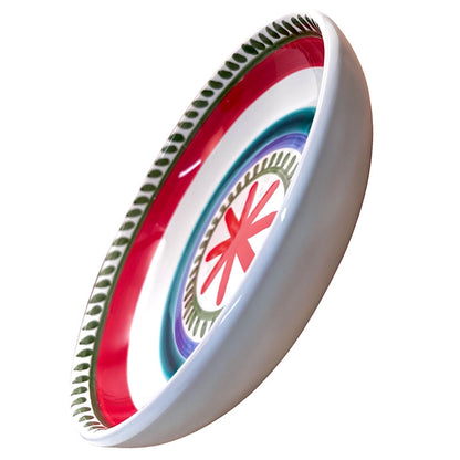 Green & Red Rings Pasta Bowl, ceramics, pottery, italian design, majolica, handmade, handcrafted, handpainted, home decor, kitchen art, home goods, deruta, majolica, Artisan, treasures, traditional art, modern art, gift ideas, style, SF, shop small business, artists, shop online, landmark store, legacy, one of a kind, limited edition, gift guide, gift shop, retail shop, decorations, shopping, italy, home staging, home decorating, home interiors