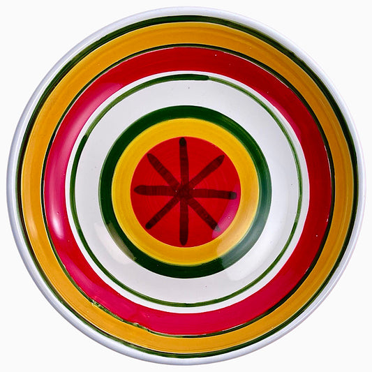 Gold & Red Rings Pasta Bowl, ceramics, pottery, italian design, majolica, handmade, handcrafted, handpainted, home decor, kitchen art, home goods, deruta, majolica, Artisan, treasures, traditional art, modern art, gift ideas, style, SF, shop small business, artists, shop online, landmark store, legacy, one of a kind, limited edition, gift guide, gift shop, retail shop, decorations, shopping, italy, home staging, home decorating, home interiors