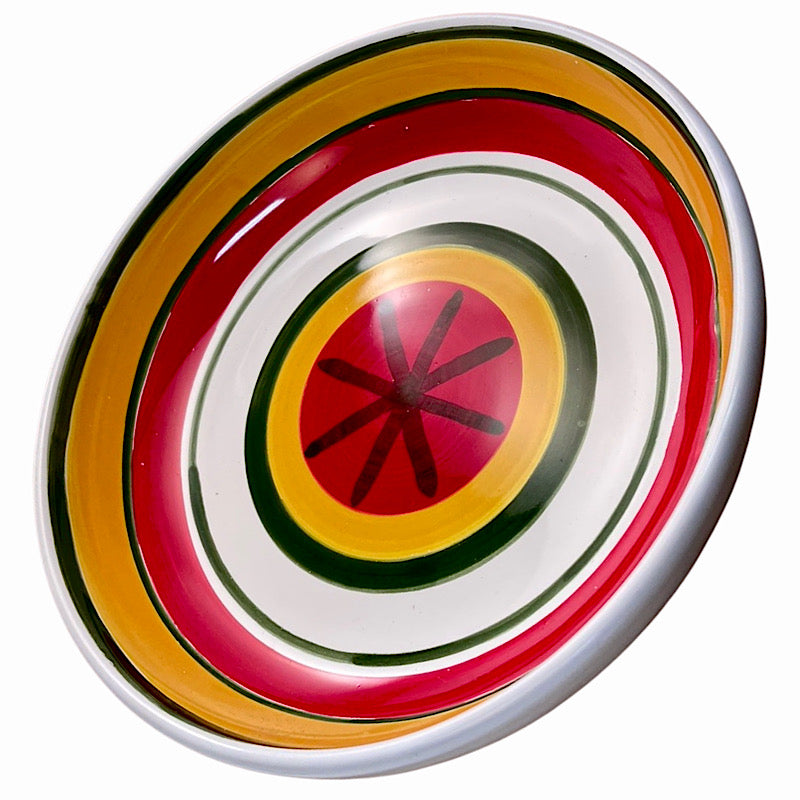 Gold & Red Rings Pasta Bowl, ceramics, pottery, italian design, majolica, handmade, handcrafted, handpainted, home decor, kitchen art, home goods, deruta, majolica, Artisan, treasures, traditional art, modern art, gift ideas, style, SF, shop small business, artists, shop online, landmark store, legacy, one of a kind, limited edition, gift guide, gift shop, retail shop, decorations, shopping, italy, home staging, home decorating, home interiors