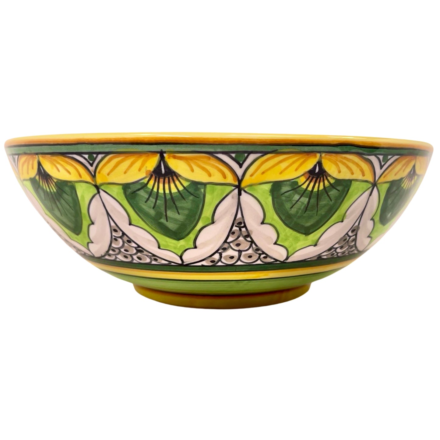 Geribi Poke Bowl (PG13) Green Peacock Design, ceramics, pottery, italian design, majolica, handmade, handcrafted, handpainted, home decor, kitchen art, home goods, deruta, majolica, Artisan, treasures, traditional art, modern art, gift ideas, style, SF, shop small business, artists, shop online, landmark store, legacy, one of a kind, limited edition, gift guide, gift shop, retail shop, decorations, shopping, italy, home staging, home decorating, home interiors