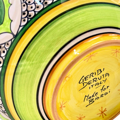 Geribi Poke Bowl (PG13) Green Peacock Design, ceramics, pottery, italian design, majolica, handmade, handcrafted, handpainted, home decor, kitchen art, home goods, deruta, majolica, Artisan, treasures, traditional art, modern art, gift ideas, style, SF, shop small business, artists, shop online, landmark store, legacy, one of a kind, limited edition, gift guide, gift shop, retail shop, decorations, shopping, italy, home staging, home decorating, home interiors