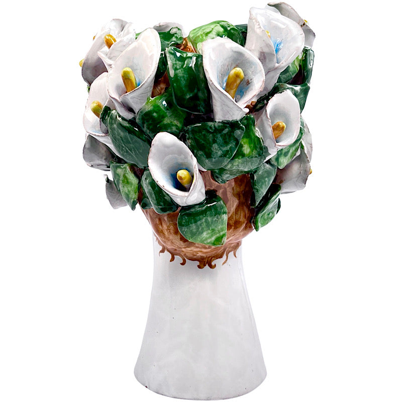 Ceramiche D'arte Dolfi Calla Lily Sculpture & Vase, ceramics, pottery, italian design, majolica, handmade, handcrafted, handpainted, home decor, kitchen art, home goods, deruta, majolica, Artisan, treasures, traditional art, modern art, gift ideas, style, SF, shop small business, artists, shop online, landmark store, legacy, one of a kind, limited edition, gift guide, gift shop, retail shop, decorations, shopping, italy, home staging, home decorating, home interiors