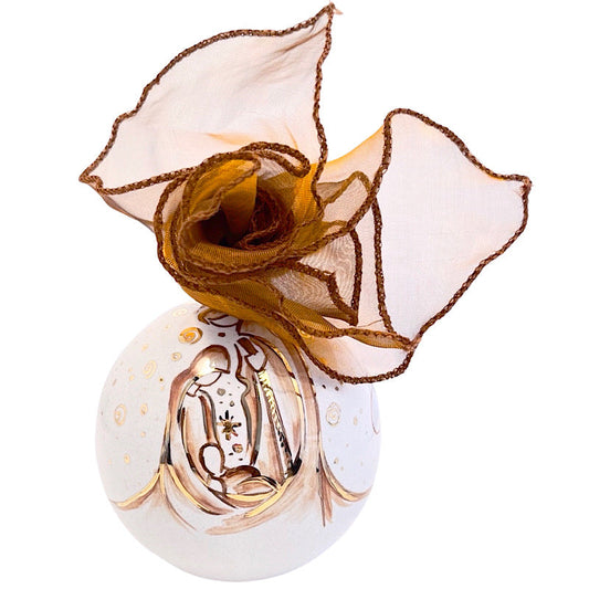 Personalized Nativity Ornament w/ 24 Karat Gold, ceramics, pottery, italian design, majolica, handmade, handcrafted, handpainted, home decor, kitchen art, home goods, deruta, majolica, Artisan, treasures, traditional art, modern art, gift ideas, style, SF, shop small business, artists, shop online, landmark store, legacy, one of a kind, limited edition, gift guide, gift shop, retail shop, decorations, shopping, italy, home staging, home decorating, home interiors