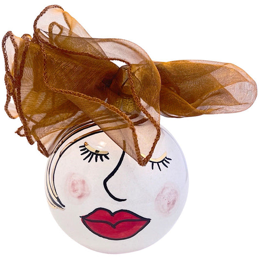 Personalized Face Ornament w/ 24 Karat Gold, ceramics, pottery, italian design, majolica, handmade, handcrafted, handpainted, home decor, kitchen art, home goods, deruta, majolica, Artisan, treasures, traditional art, modern art, gift ideas, style, SF, shop small business, artists, shop online, landmark store, legacy, one of a kind, limited edition, gift guide, gift shop, retail shop, decorations, shopping, italy, home staging, home decorating, home interiors