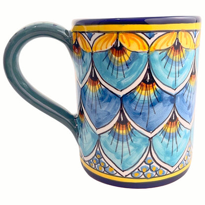 Geribi Peacock Design Large Mug - (PG09) Blues