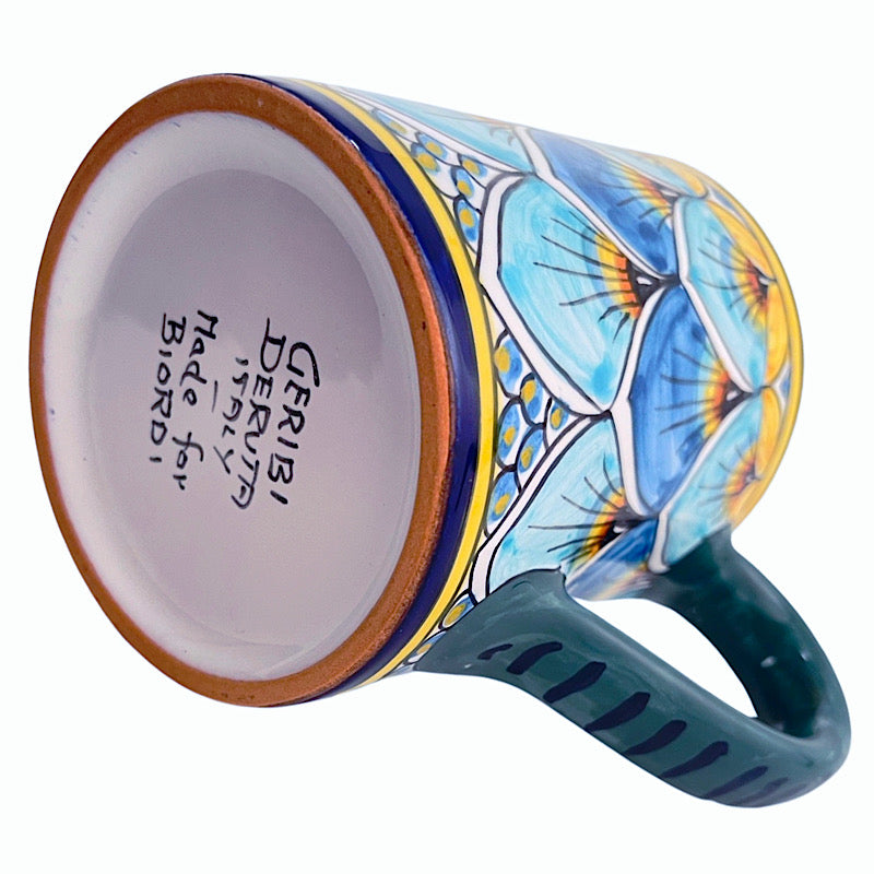 Geribi Peacock Design Large Mug - (PG09) Blues