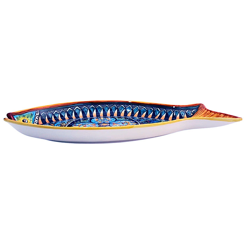 Collectible Majolica Fish Platter, ceramics, pottery, italian design, majolica, handmade, handcrafted, handpainted, home decor, kitchen art, home goods, deruta, majolica, Artisan, treasures, traditional art, modern art, gift ideas, style, SF, shop small business, artists, shop online, landmark store, legacy, one of a kind, limited edition, gift guide, gift shop, retail shop, decorations, shopping, italy, home staging, home decorating, home interiors