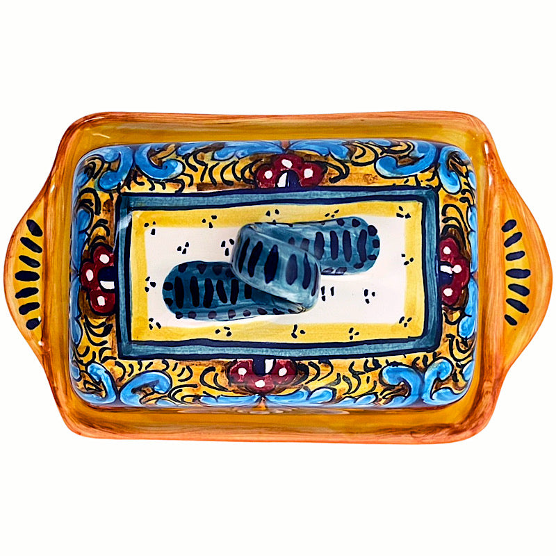 B-64 butter dish hand-painted by Deruta master artisan Eugenio Ricciarelli — Biordi Art Imports