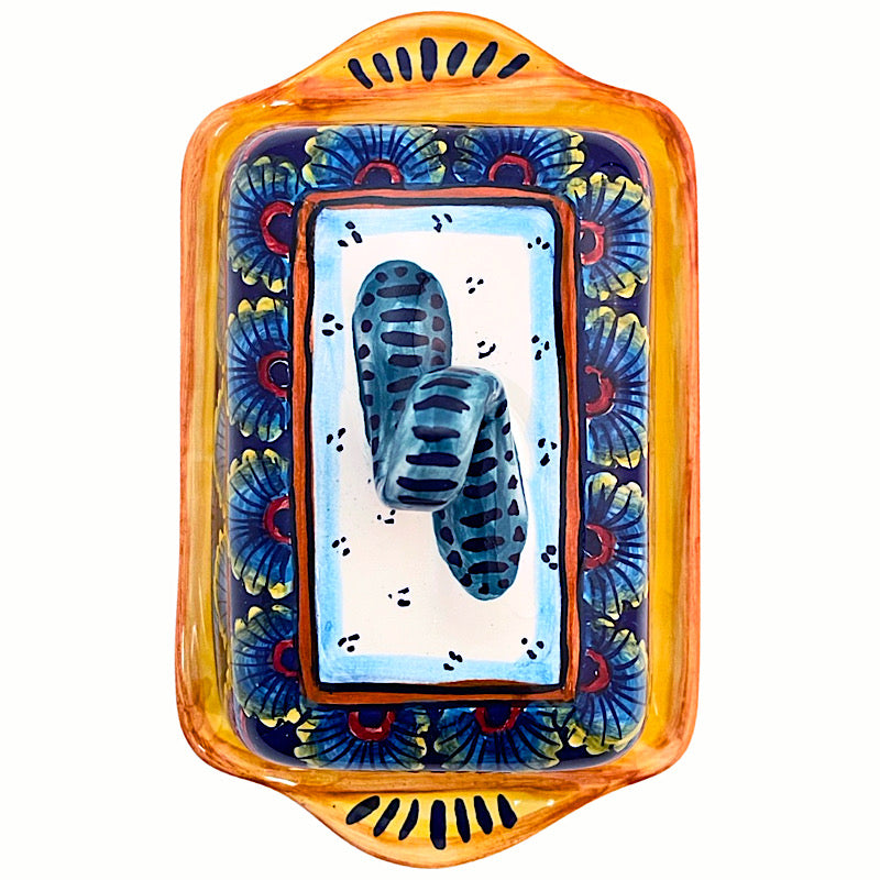 B-61 butter dish hand-painted by Deruta master artisan Eugenio Ricciarelli — Biordi Art Imports