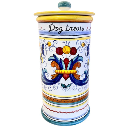 MOD Ricco Deruta Dog Treats Canister, ceramics, pottery, italian design, majolica, handmade, handcrafted, handpainted, home decor, kitchen art, home goods, deruta, majolica, Artisan, treasures, traditional art, modern art, gift ideas, style, SF, shop small business, artists, shop online, landmark store, legacy, one of a kind, limited edition, gift guide, gift shop, retail shop, decorations, shopping, italy, home staging, home decorating, home interiors