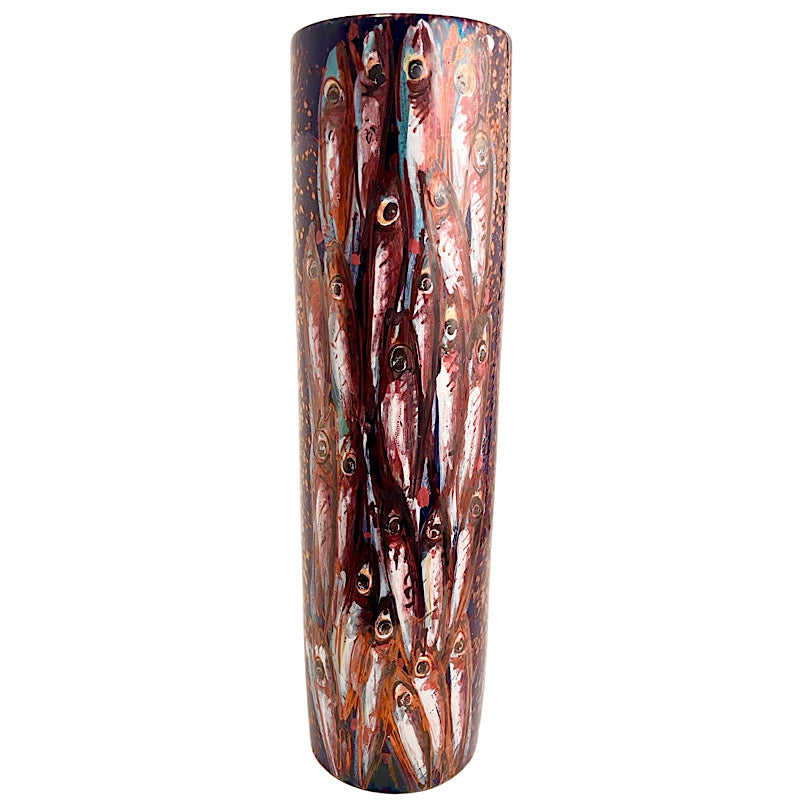 Vignoli Decorative Navy and Copper Fishes Tall Vase