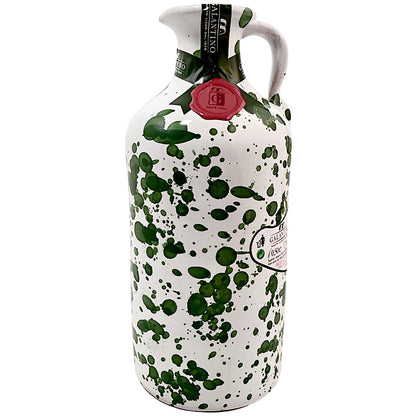 Hand-painted Galantino Extra Virgin Olive Oil Ceramic Jar - Green