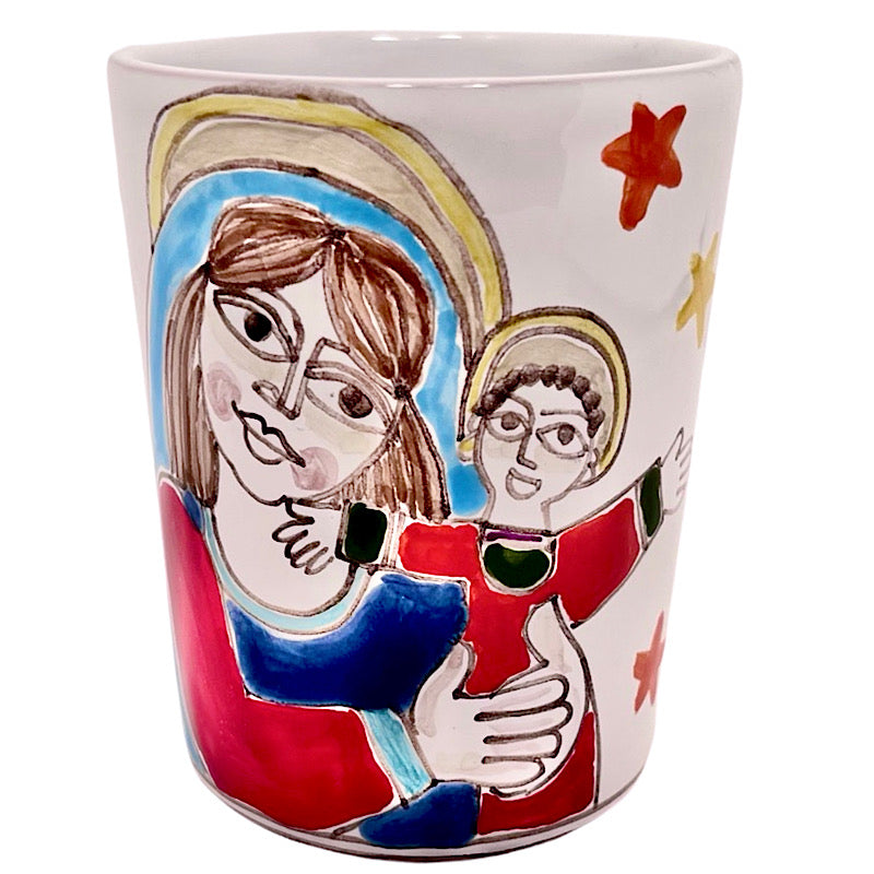 Susanna De Simone Mary & Baby Jesus Mug, ceramics, pottery, italian design, majolica, handmade, handcrafted, handpainted, home decor, kitchen art, home goods, deruta, majolica, Artisan, treasures, traditional art, modern art, gift ideas, style, SF, shop small business, artists, shop online, landmark store, legacy, one of a kind, limited edition, gift guide, gift shop, retail shop, decorations, shopping, italy, home staging, home decorating, home interiors