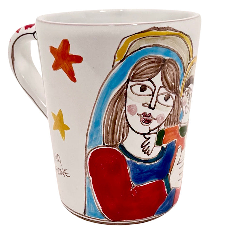 Susanna De Simone Mary & Baby Jesus Mug, ceramics, pottery, italian design, majolica, handmade, handcrafted, handpainted, home decor, kitchen art, home goods, deruta, majolica, Artisan, treasures, traditional art, modern art, gift ideas, style, SF, shop small business, artists, shop online, landmark store, legacy, one of a kind, limited edition, gift guide, gift shop, retail shop, decorations, shopping, italy, home staging, home decorating, home interiors