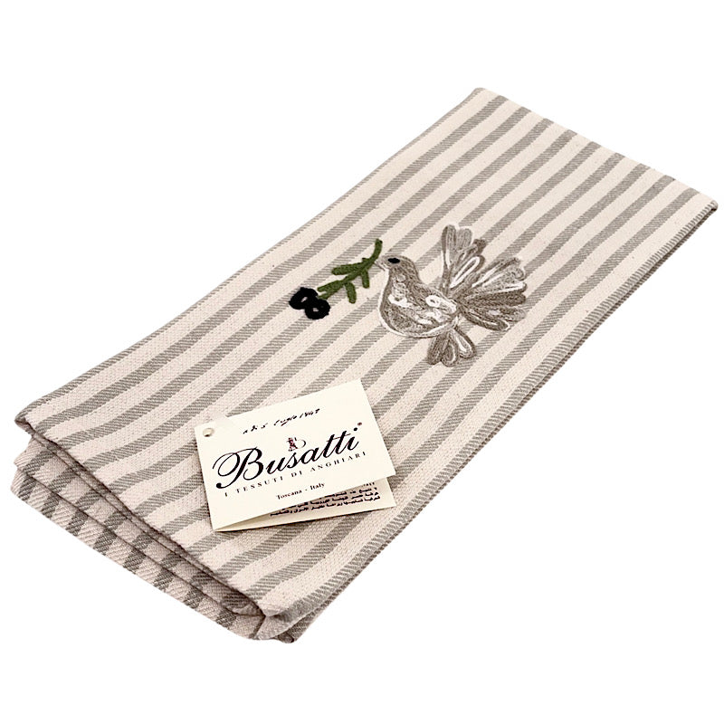 Busatti Kitchen Towel Stripe Design - Peace Dove (Grey)