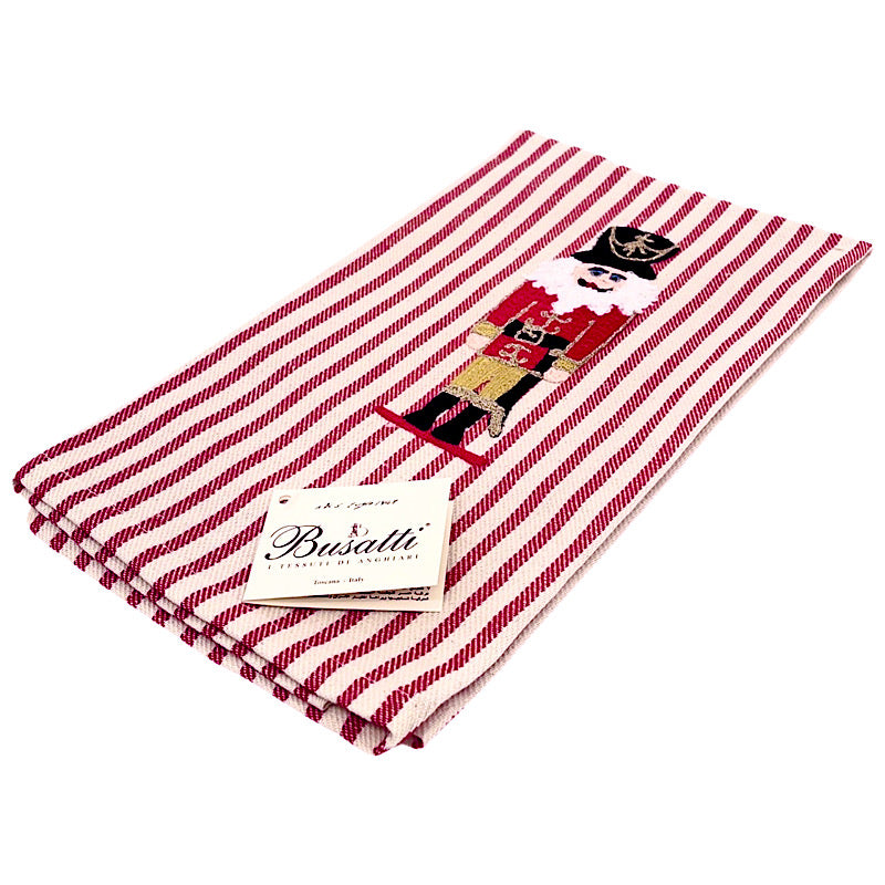 Busatti Kitchen Towel Nutcracker Stripe Design, Red, ceramics, pottery, italian design, majolica, handmade, handcrafted, handpainted, home decor, kitchen art, home goods, deruta, majolica, Artisan, treasures, traditional art, modern art, gift ideas, style, SF, shop small business, artists, shop online, landmark store, legacy, one of a kind, limited edition, gift guide, gift shop, retail shop, decorations, shopping, italy, home staging, home decorating, home interiors