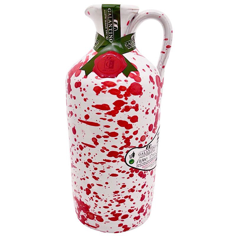 Hand-painted Galantino Extra Virgin Olive Oil Ceramic Jar - Red