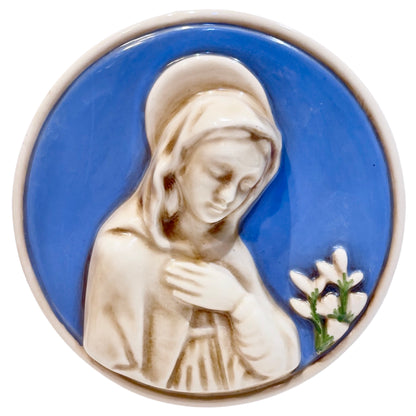 Della Robbia - small round Madonna with Lily 6"