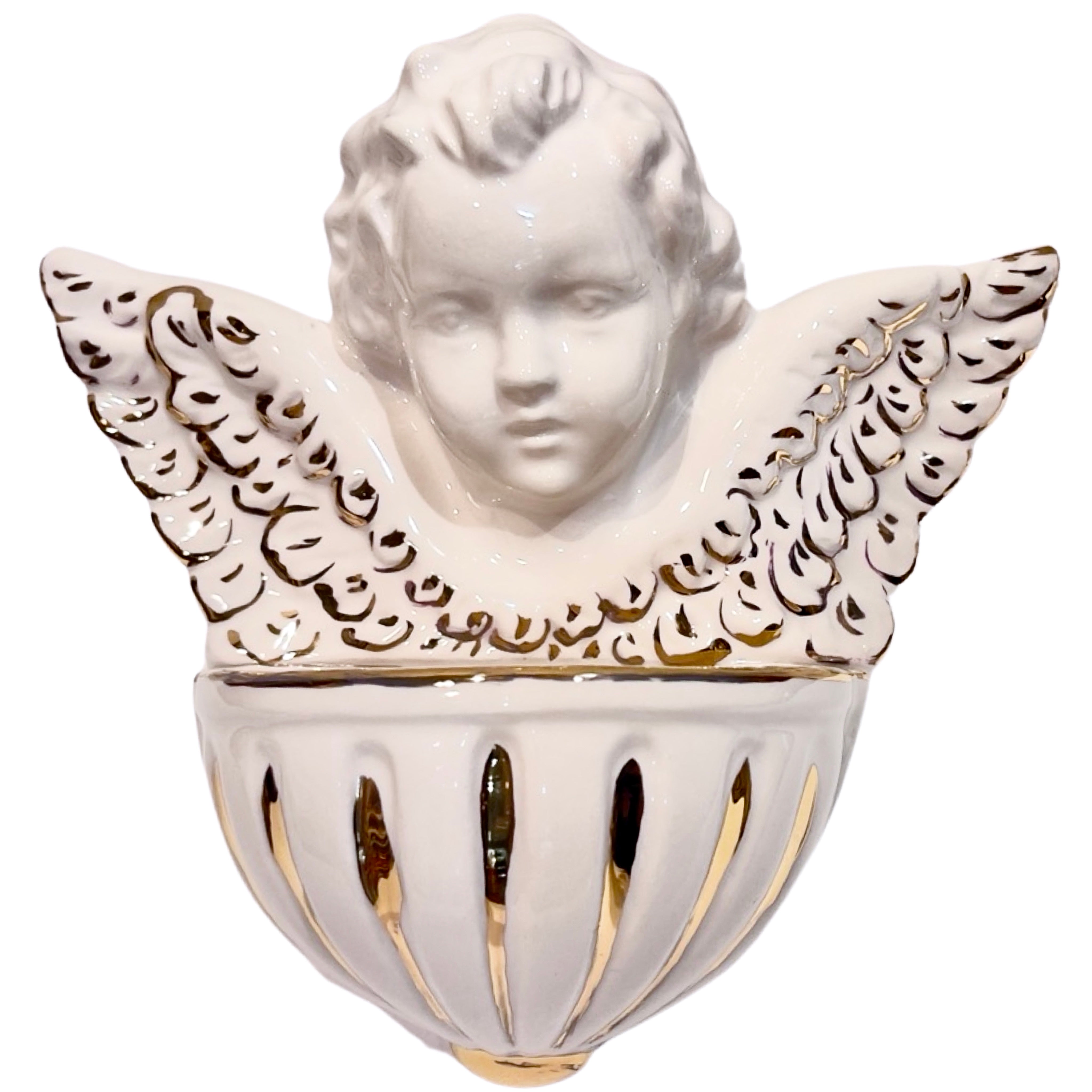 Holy Water Font: Angel with 12 kt Gold - 6" x 6"