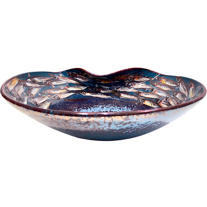 Vignoli Fishes Wave Centerpiece, ceramics, pottery, italian design, majolica, handmade, handcrafted, handpainted, home decor, kitchen art, home goods, deruta, majolica, Artisan, treasures, traditional art, modern art, gift ideas, style, SF, shop small business, artists, shop online, landmark store, legacy, one of a kind, limited edition, gift guide, gift shop, retail shop, decorations, shopping, italy, home staging, home decorating, home interiors