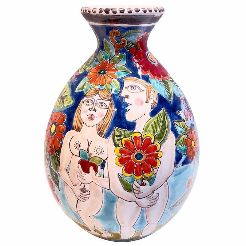 Adam & Eve Balloon Vase, ceramics, pottery, italian design, majolica, handmade, handcrafted, handpainted, home decor, kitchen art, home goods, deruta, majolica, Artisan, treasures, traditional art, modern art, gift ideas, style, SF, shop small business, artists, shop online, landmark store, legacy, one of a kind, limited edition, gift guide, gift shop, retail shop, decorations, shopping, italy, home staging, home decorating, home interiors